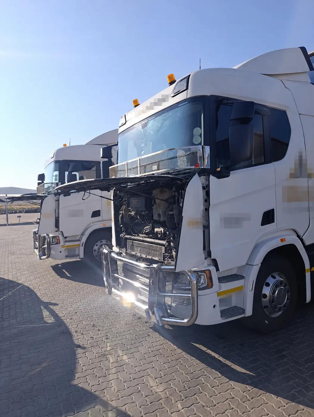 Scania fleet trucks during AdBlue removal work